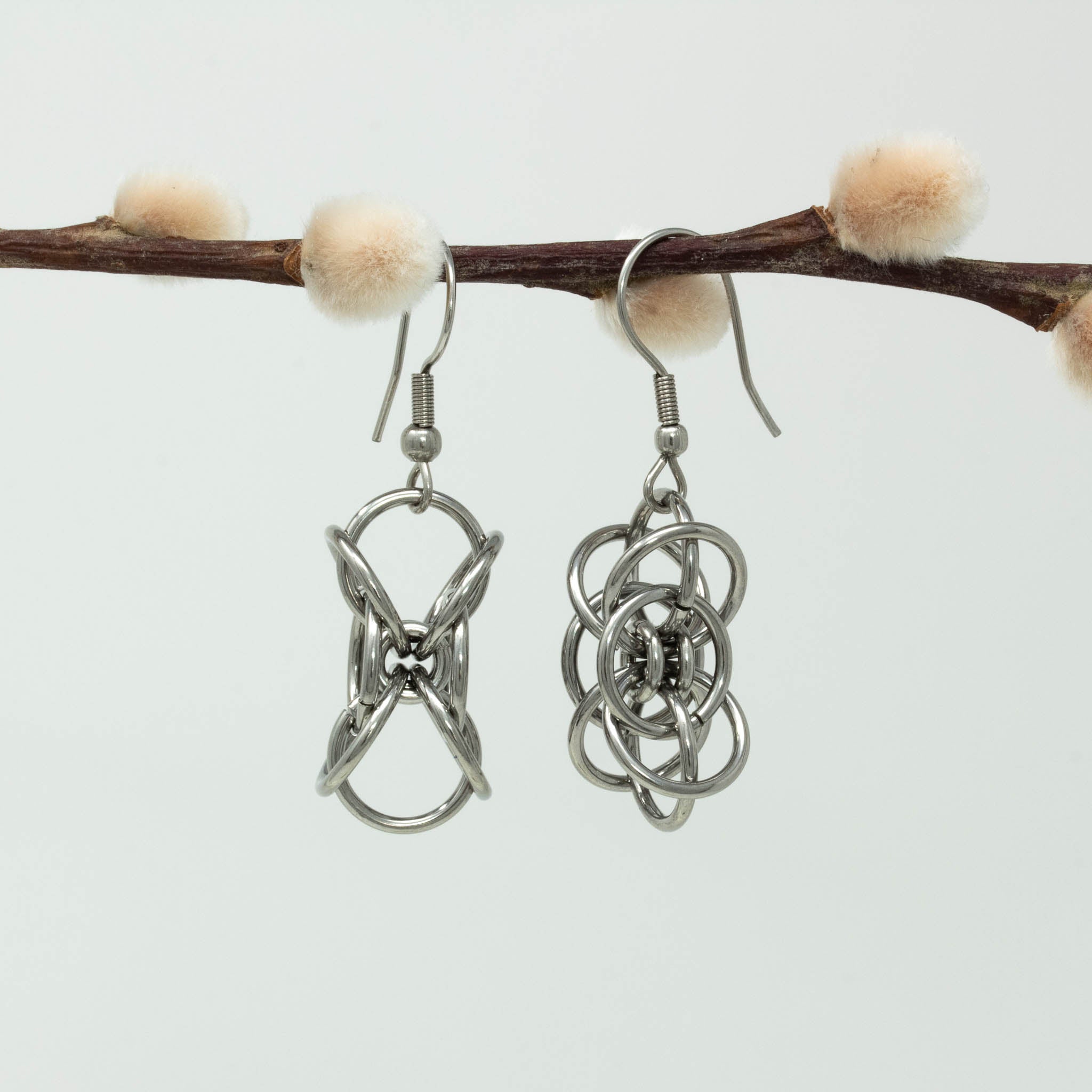 Stainless Steel Hour Glass Unit Chainmaille Earrings